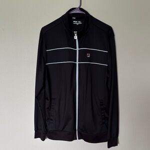 Lightweight Fila Black Jacket with White Trim size large